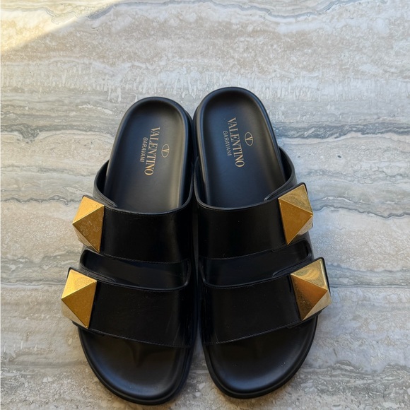 Valentino Black Slides with Gold Accents 40 - Picture 6 of 8
